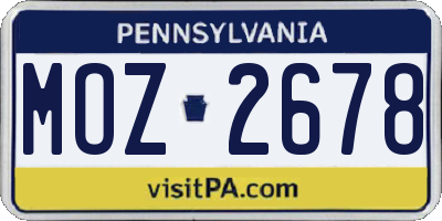 PA license plate MOZ2678