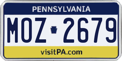 PA license plate MOZ2679