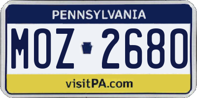PA license plate MOZ2680