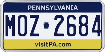 PA license plate MOZ2684