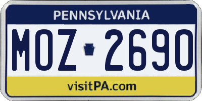 PA license plate MOZ2690
