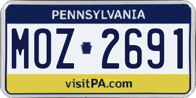 PA license plate MOZ2691