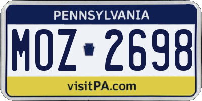 PA license plate MOZ2698