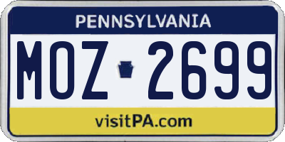 PA license plate MOZ2699