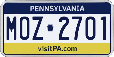 PA license plate MOZ2701