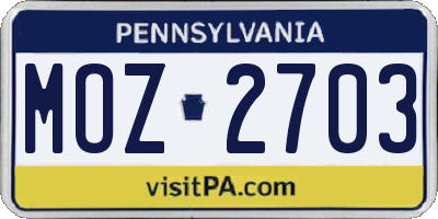 PA license plate MOZ2703