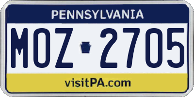 PA license plate MOZ2705