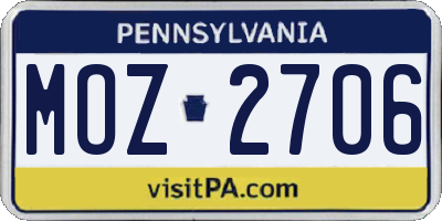 PA license plate MOZ2706