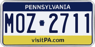 PA license plate MOZ2711