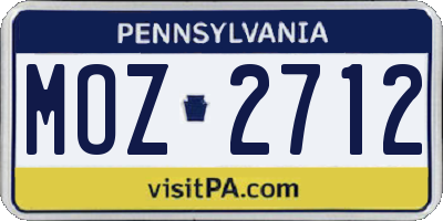 PA license plate MOZ2712