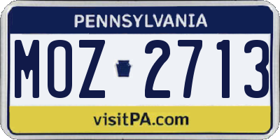 PA license plate MOZ2713