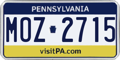 PA license plate MOZ2715