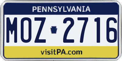 PA license plate MOZ2716