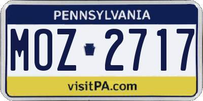 PA license plate MOZ2717