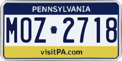 PA license plate MOZ2718