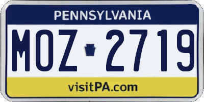 PA license plate MOZ2719