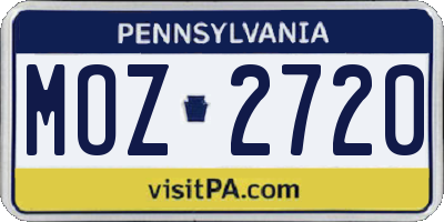PA license plate MOZ2720