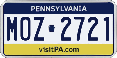 PA license plate MOZ2721