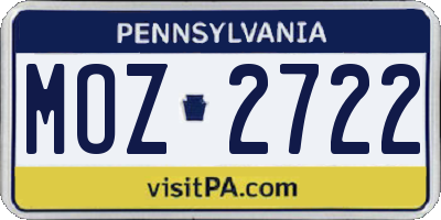 PA license plate MOZ2722