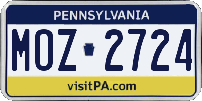 PA license plate MOZ2724