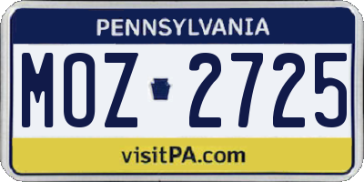 PA license plate MOZ2725