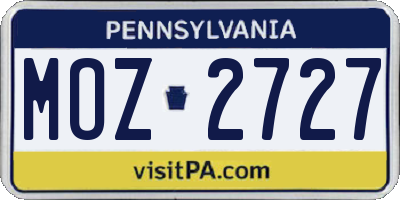 PA license plate MOZ2727