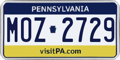 PA license plate MOZ2729