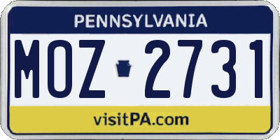 PA license plate MOZ2731