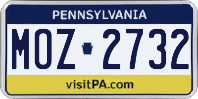PA license plate MOZ2732