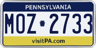 PA license plate MOZ2733