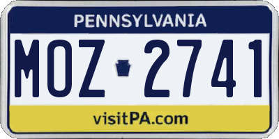 PA license plate MOZ2741