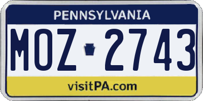 PA license plate MOZ2743