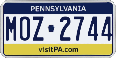 PA license plate MOZ2744