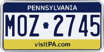 PA license plate MOZ2745
