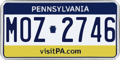 PA license plate MOZ2746