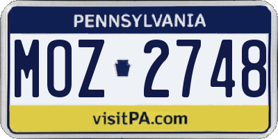 PA license plate MOZ2748