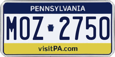 PA license plate MOZ2750