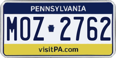 PA license plate MOZ2762