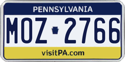 PA license plate MOZ2766