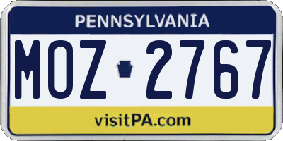 PA license plate MOZ2767