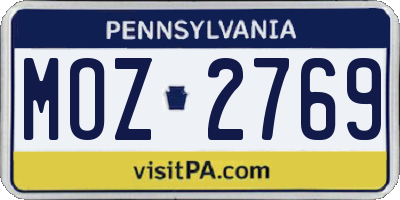 PA license plate MOZ2769