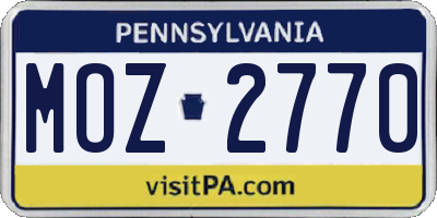 PA license plate MOZ2770