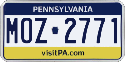 PA license plate MOZ2771