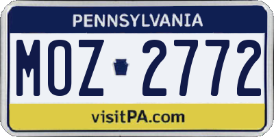 PA license plate MOZ2772