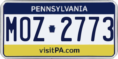 PA license plate MOZ2773