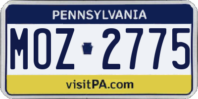 PA license plate MOZ2775