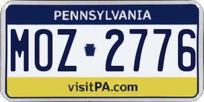 PA license plate MOZ2776