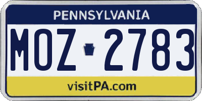 PA license plate MOZ2783