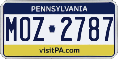 PA license plate MOZ2787