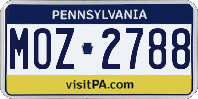 PA license plate MOZ2788